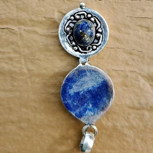 New Lapis Lazuli Silver Poison Locket Pendant.